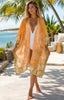 Mid Length Open Front Kaftan - Orange Peacock