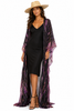 Floor Long Open Front Silk Kaftan - Tie Dye
