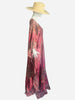 Floor Long Open Front Silk Kaftan - Plum Batik