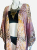 Floor Long Open Front Silk Kaftan - Lavender Batik