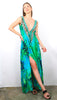 Tropical Palm - Drawstring Slit Dress