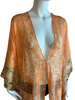 Mid Length Open Front Kaftan - Orange Peacock