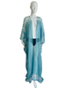 Floor Long Open Front Silk Kaftan - Aqua