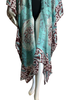3/4 Long Open Front Silk Kaftan - Aqua batik