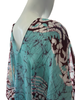 3/4 Long Open Front Silk Kaftan - Aqua batik