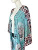 3/4 Long Open Front Silk Kaftan - Aqua batik
