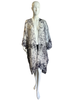 Mid Length Open Front Kaftan - White Batik