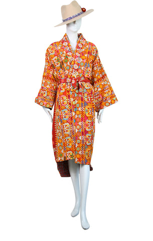 Embroidered Gypset Coat - Orange Red