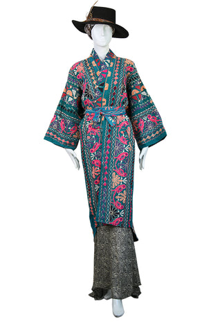 Embroidered Gypset Coat - Teal
