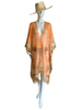 Mid Length Open Front Kaftan - Orange Peacock