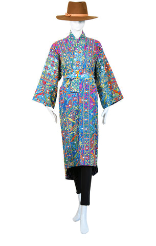 Embroidered Gypset Coat - Teal Multi