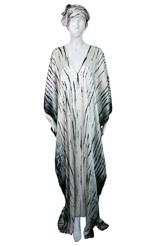 Long Silk Kaftan - Handmade Tie Dye