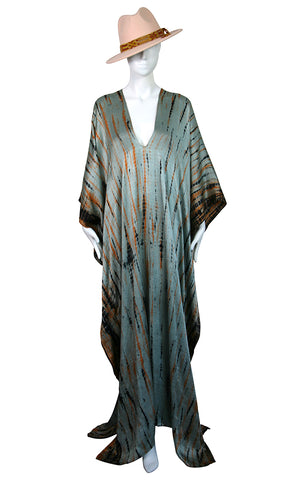 Long Silk Kaftan - Handmade Tie Dye
