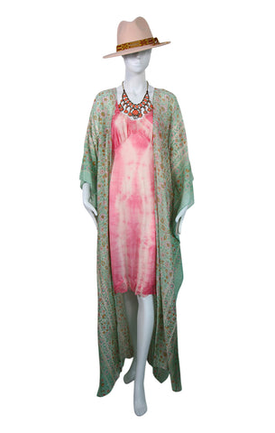 Long Open Front Silk Kaftan - Midsummer