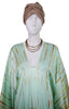 3/4 Long Silk V-Neck Kaftan - Aqua