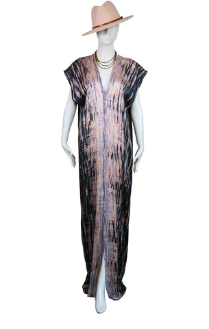Narrow Silk Caftan Dress with Slit
