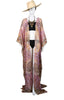 Floor Long Open Front Silk Kaftan - Lavender Batik