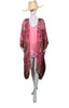 Knee Length Open Front Silk Kaftan - Pink Plum Batik