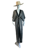 Silk Robe - Black Ikat