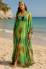 Floor Long Open Front Silk Kaftan - Batik