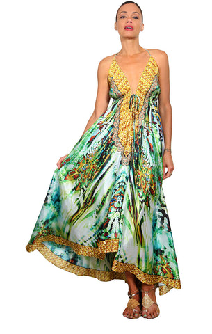 Green Feather - Eiffel Maxi Kaftan