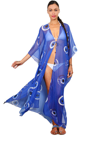 Evil Eye / Blue - Side Drape Kaftan