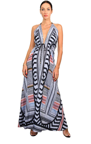 Zebra - Long Slit Dress/Necklace
