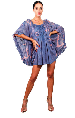 Sand Fossil Ruffle Dress - Seafoam