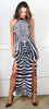 Zebra - Long Slit Dress/Necklace
