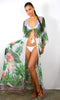 Banana Palm / White - Side Drape Kaftan