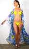 Lemon Garden - Side Drape Kaftan