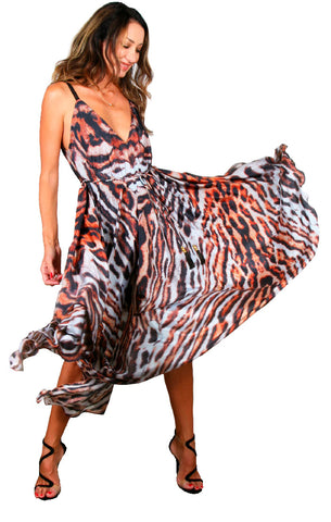 Peacock Mini Cascade Robe - Pink/White