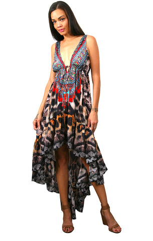 Green Feather - Eiffel Maxi Kaftan
