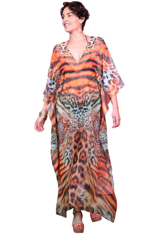 Leopard - Slit Maxi Poncho