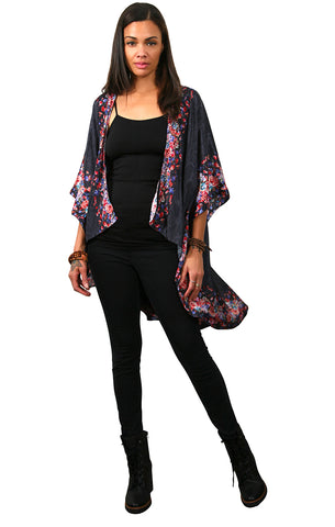 Fall Floral - High Low Kimono Topper