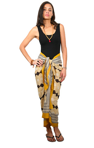 Banana Palm / White - Side Drape Kaftan