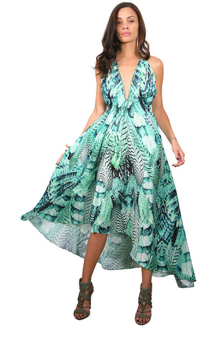 Green Feather - Eiffel Maxi Kaftan