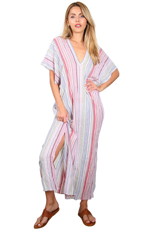 Mirrored Kitties - Side Drape Maxi Kaftan