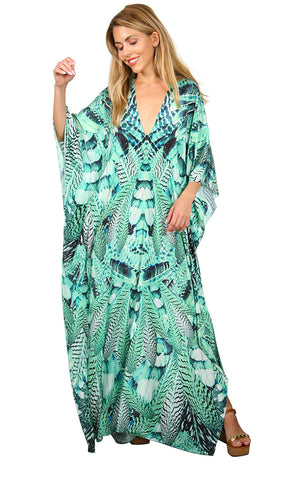 Green Feather - Eiffel Maxi Kaftan