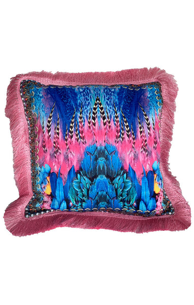 Pink & Blue Feather Play - Pillow