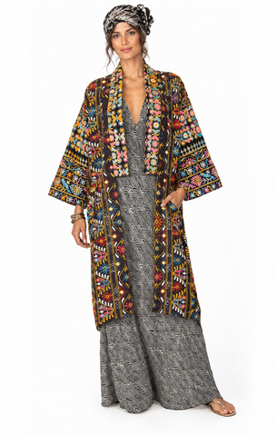Embroidered Gypset Coat - Black