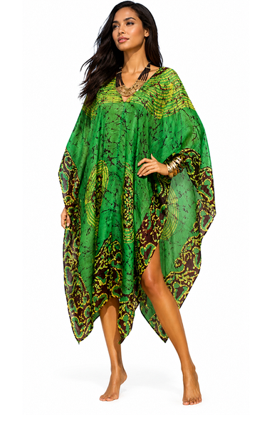 Cover Up Poncho - Green Batik