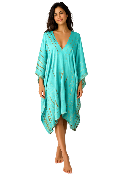 Mid Length Silk Charmeuse V-Neck Kaftan