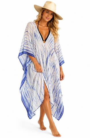 3/4 Long Silk Charmeuse V-Neck Kaftan