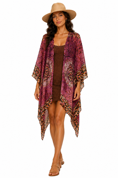 Knee Length High Low Open Silk Kaftan