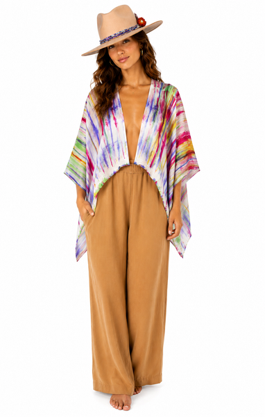 Tie Dye Cropped Silk Topper - Multi