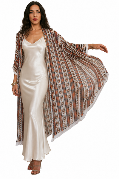 3/4 Long Open Front Silk Kaftan - Nola