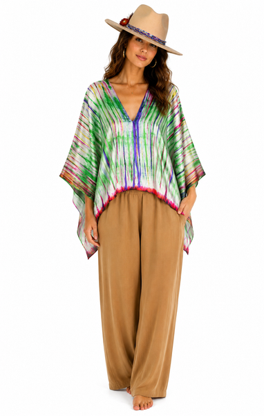 Tie Dye Cropped Silk Top - Multi