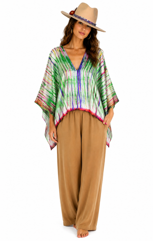 Tie Dye Cropped Silk Top - Multi