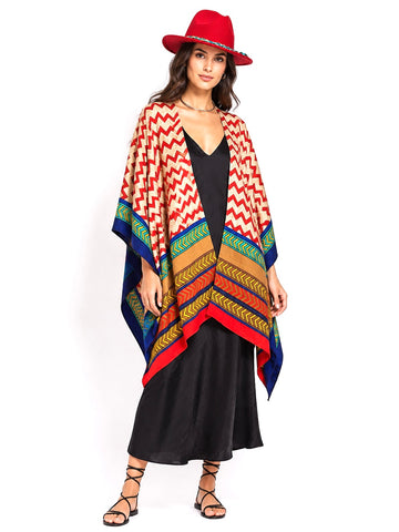 Mid Length Silk Maxi Kaftan - Nautical